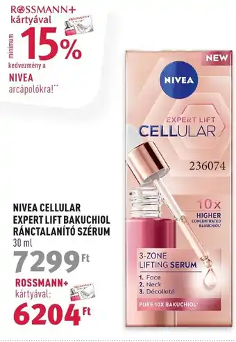 Rossmann NIVEA CELLULAR EXPERT LIFT BAKUCHIOL RÁNCTALANÍTÓ SZÉRUM 30 ml ajánlat