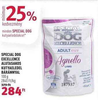 Rossmann SPECIAL DOG EXCELLENCE ALUTASAKOS KUTYAELEDEL BÁRÁNNYAL 100g ajánlat