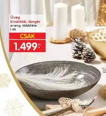 Üveg kínálótál tányér