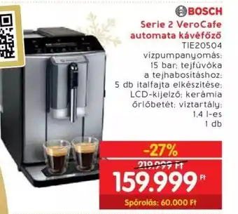 Interspar BOSCH Serie 2 Vero Cafe automata kávéfőző ajánlat