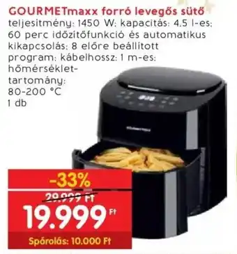 GOURMETmaxx forró levegős sütő