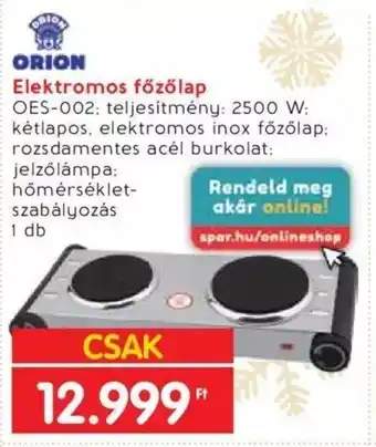Interspar ORION Elektromos főzőlap ajánlat
