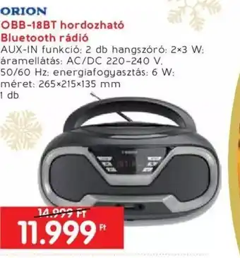 ORION OBB-18BT hordozható Bluetooth rádió 1 db