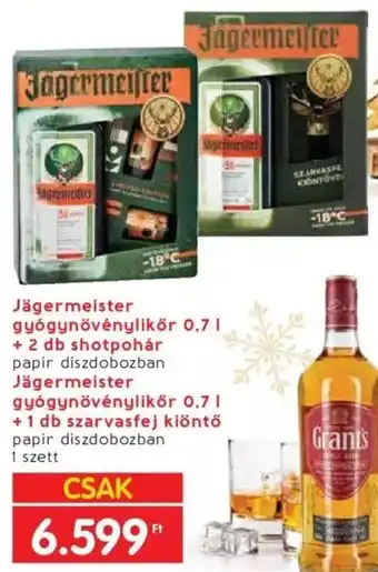Jägermeister gyógynövénylikőr 0,7l + 2 db shotpohár