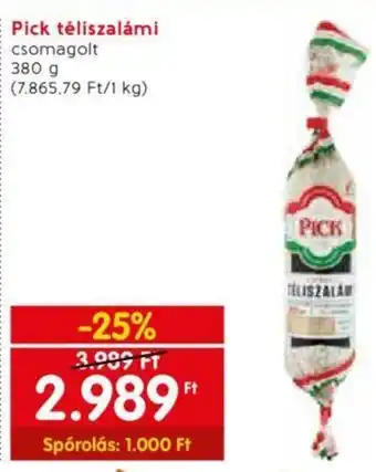 Spar Pick téliszalámi 380 g ajánlat