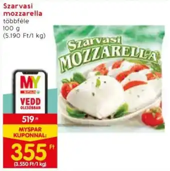 Spar Szarvasi mozzarella 100 g ajánlat