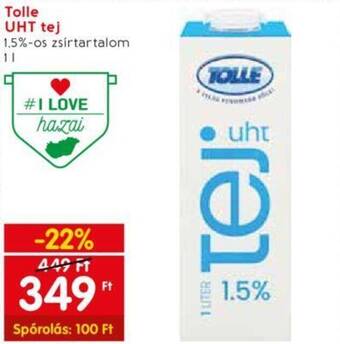 Spar Tolle UHT tej 1l ajánlat