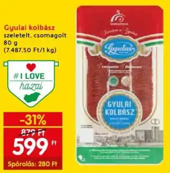 Spar Gyulai kolbász 80g ajánlat