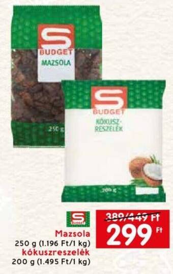 Spar Mazsola 250 g, kókuszreszelék 200 g ajánlat