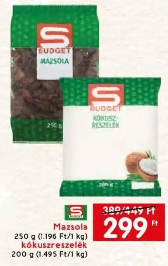 Mazsola 250 g, kókuszreszelék 200 g