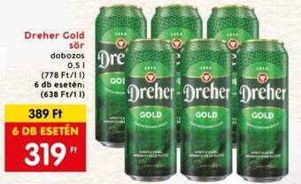 Spar Dreher Gold sör dobozos 0,5l ajánlat