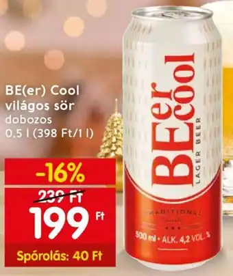Spar BE(er) Cool világos sör 0,5l ajánlat