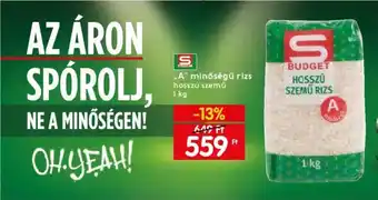 Spar A minőségű rizs hosszú szemű 1kg ajánlat