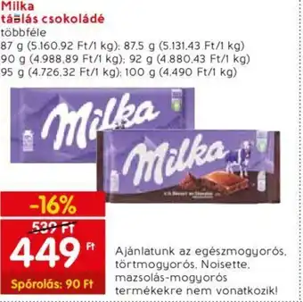 Milka táblás csokoládé 100g