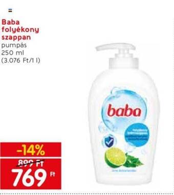 Spar Baba folyékony szappan pumpás 250 ml ajánlat