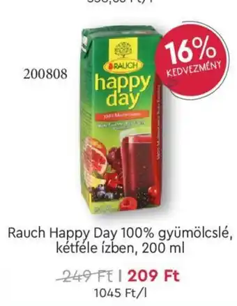 Rossmann Rauch Happy Day 100% gyümölcslé kétféle ízben 200 ml ajánlat