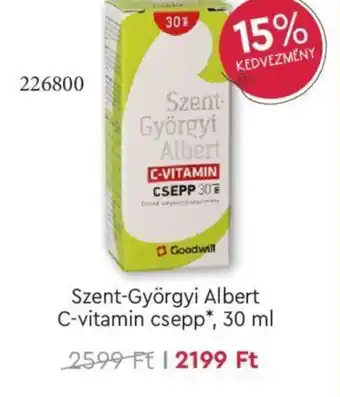 Rossmann Szent Györgyi Albert C vitamin csepp 30 ml ajánlat