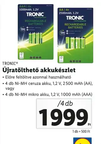 Lidl TRONIC Újratölthető akkukészlet ajánlat