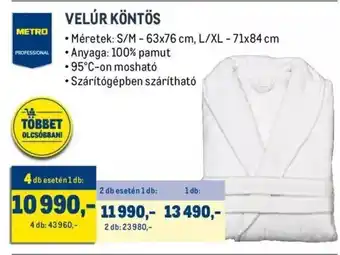 METRO PROFESSIONAL VELÚR KÖNTÖS