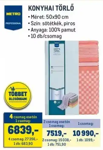 Metro METRO PROFESSIONAL KONYHAI TÖRLŐ ajánlat