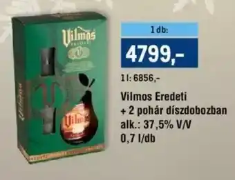 Metro Vilmos Eredeti + 2 pohár díszdobozban 0,7 l ajánlat