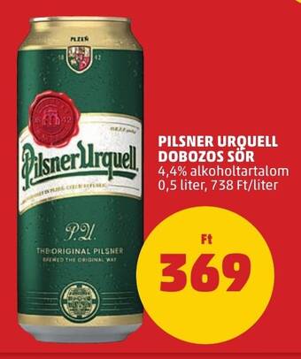 PENNY PILSNER URQUELL DOBOZOS SÖR 0,5 l ajánlat