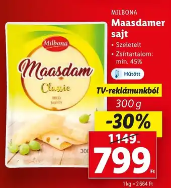 Lidl MILBONA Maasdamer sajt 300 g ajánlat