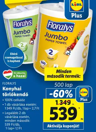 Lidl FLORALYS Konyhai törlőkendő 500 lap ajánlat