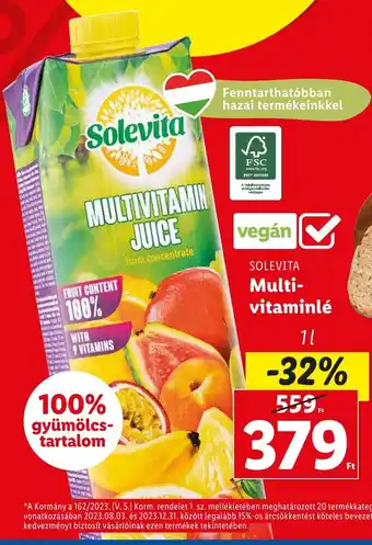 Lidl SOLEVITA Multi-vitaminlé 1 l ajánlat
