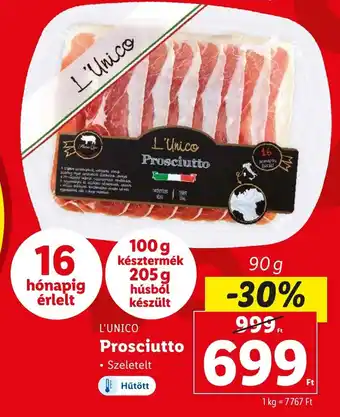 Lidl L'UNICO Prosciutto 90 g ajánlat