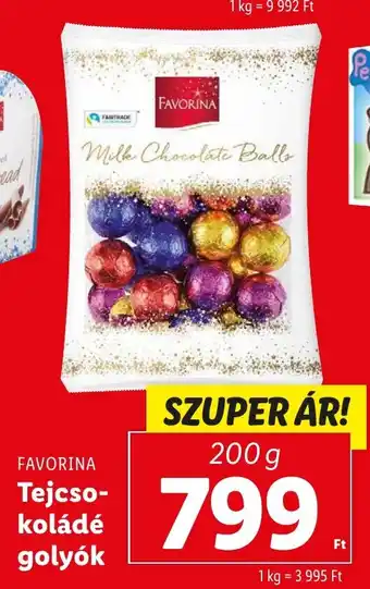 Lidl FAVORINA Tejcso- koládé golyók 200 g ajánlat