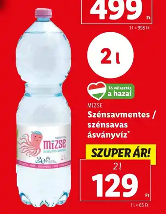 Lidl MIZSE Szénsavmentes / szénsavas ásványvíz 2 l ajánlat