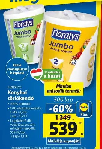 Lidl FLORALYS Konyhai törlőkendő 500 lap ajánlat