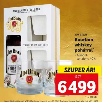 JIM BEAM Bourbon whiskey pohárral 0,7 l