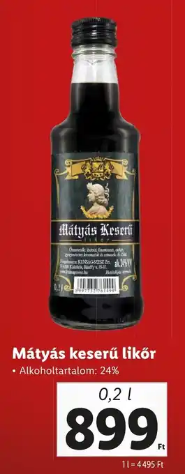 Lidl Mátyás keserű likőr 0,2 l ajánlat