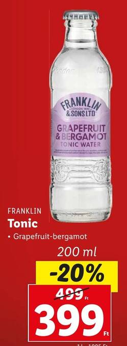 Lidl FRANKLIN Tonic 200 ml ajánlat