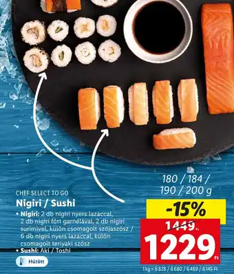 Lidl CHEF SELECT TO GO Nigiri / Sushi 180 - 200 g ajánlat
