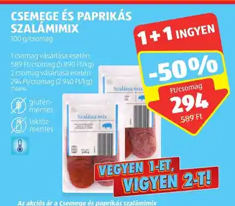 ALDI CSEMEGE ÉS PAPRIKÁS SZALÁMIMIX 100 g ajánlat