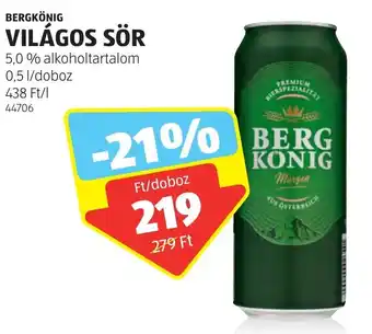 BERGKÖNIG VILÁGOS SÖR 0,5 l