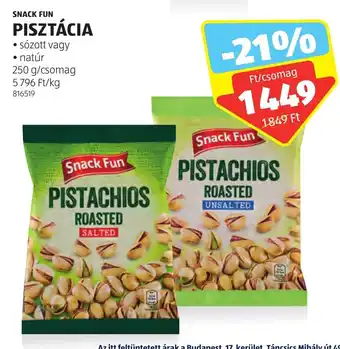 ALDI SNACK FUN PISZTÁCIA 250 g ajánlat