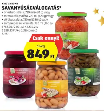 ALDI KING'S CROWN SAVANYÚSÁGVÁLOGATÁS 480 - 360 g ajánlat