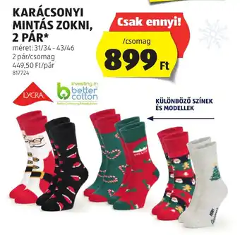 ALDI KARÁCSONYI MINTÁS ZOKNI 2 pár ajánlat