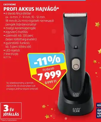 ALDI EASYHOME PROFI AKKUS HAJVÁGÓ 1 db ajánlat