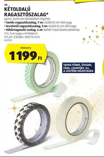 3M KÉTOLDALÚ RAGASZTÓSZALAG 7 - 4 m