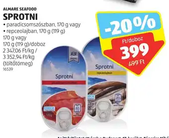 ALDI ALMARE SEAFOOD SPROTNI 170 g ajánlat