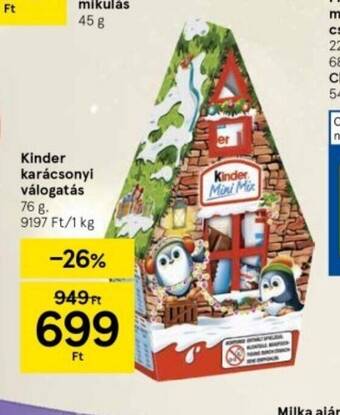 Tesco Kinder karácsonyi válogatás 76 g ajánlat