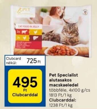 Tesco Pet Specialist alutasakos macskaeledel 4 x 100 g ajánlat
