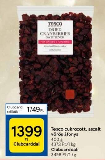 Tesco Tesco cukrozott, aszalt vörös áfonya 400 g ajánlat