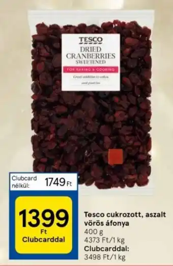 Tesco Tesco cukrozott, aszalt vörös áfonya 400 g ajánlat