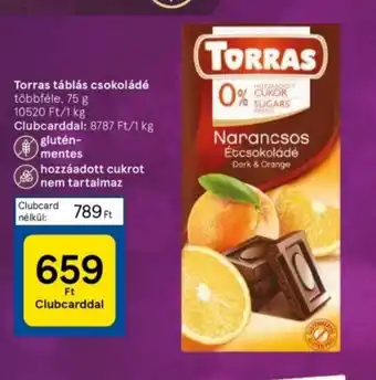Tesco Torras táblás csokoládé 75 g ajánlat